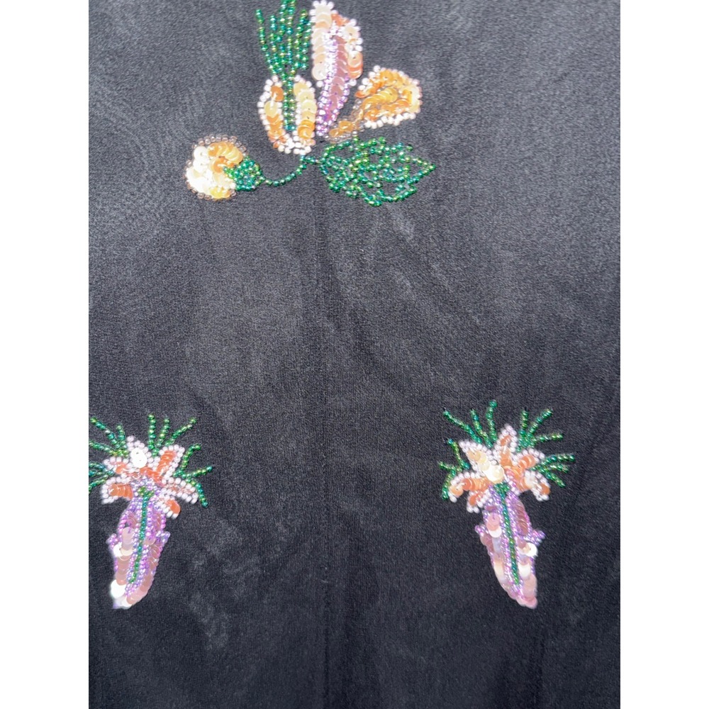 Vintage Cache Black 100% Silk Beaded Pineapple Floral Mini Dress Womens 6 - Picture 11 of 11